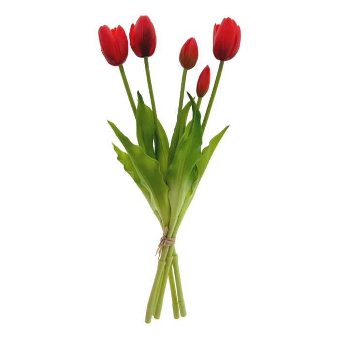 Tulip Artificial Flower Bouquet 5 pieces, 'Red' 39 cm