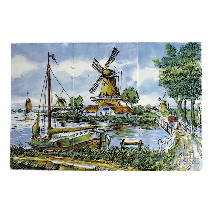 Tile panel "Mill landscape - Polychrome"