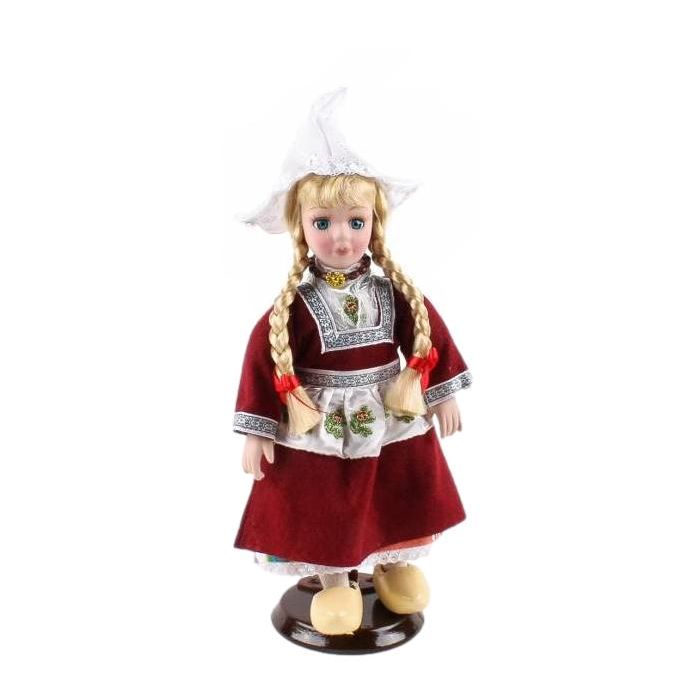 Pop in Hollands Kostuum, Bordeaux Rood, 20 cm 