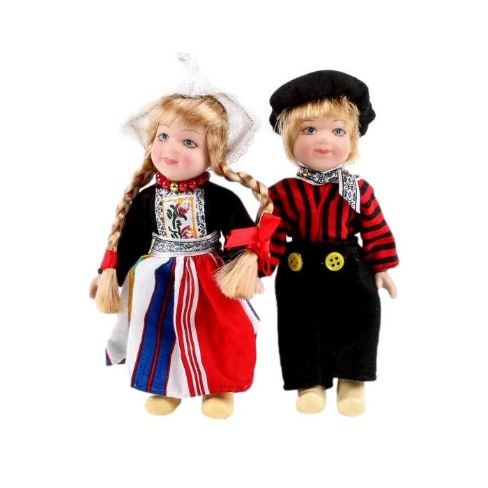 Poppen in Volendamse klederdracht, Zwart 12cm
