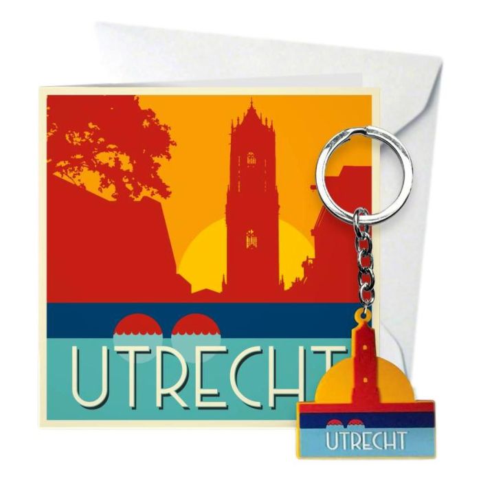 Postkaart Utrecht Silhouette met sleutelhanger 