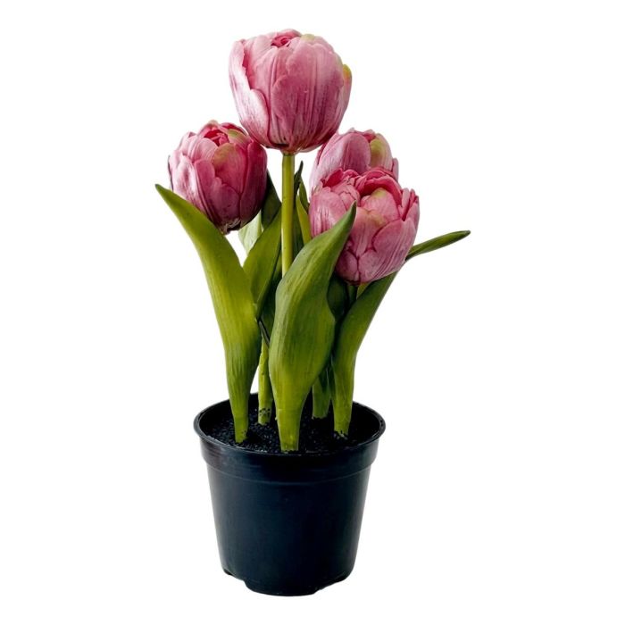 Set of 5 Artificial Lilac Tulips in Pot – 21 cm