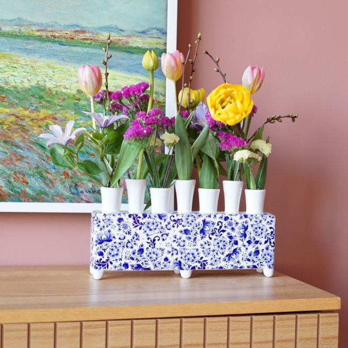 Tulip vase Delft blue rectangular