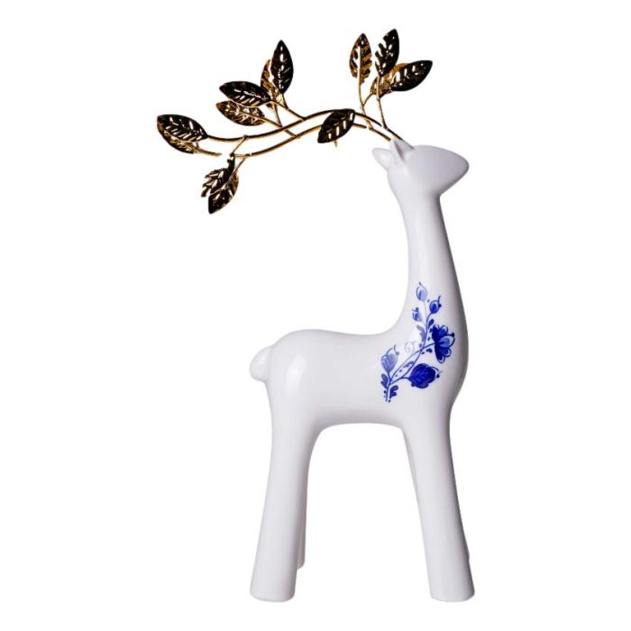Ceramic Reindeer with Gold Antlers - 31 cm