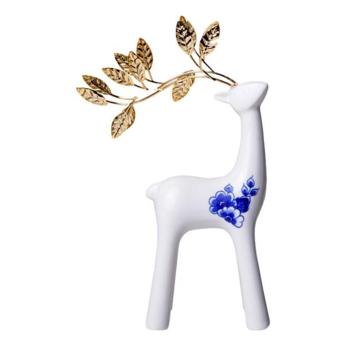 Ceramic Reindeer (Small) with Gold Antlers - 22 cm