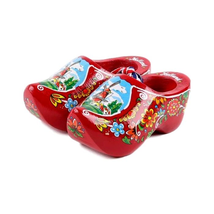 Set houten klompjes 10cm, Rood