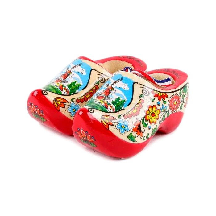 Set houten klompjes 10cm, Rode Zool