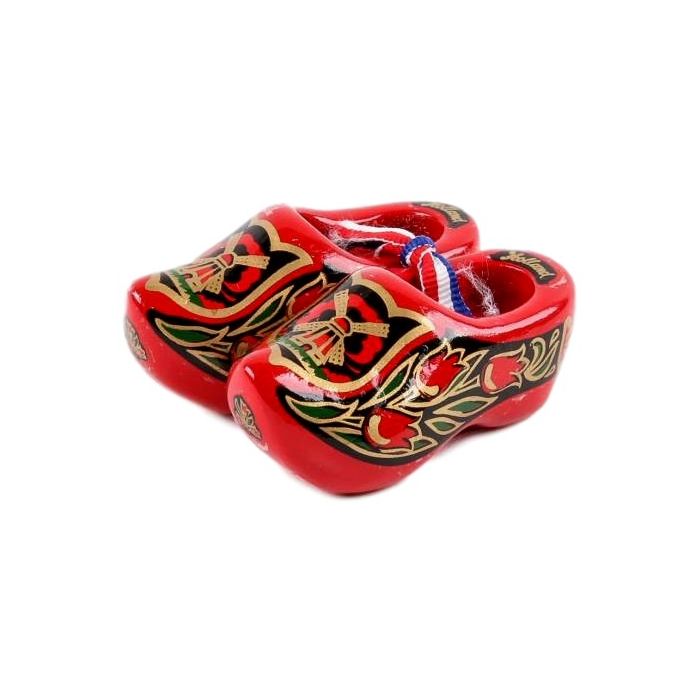 Set houten klompjes 6cm, Rood/Goud