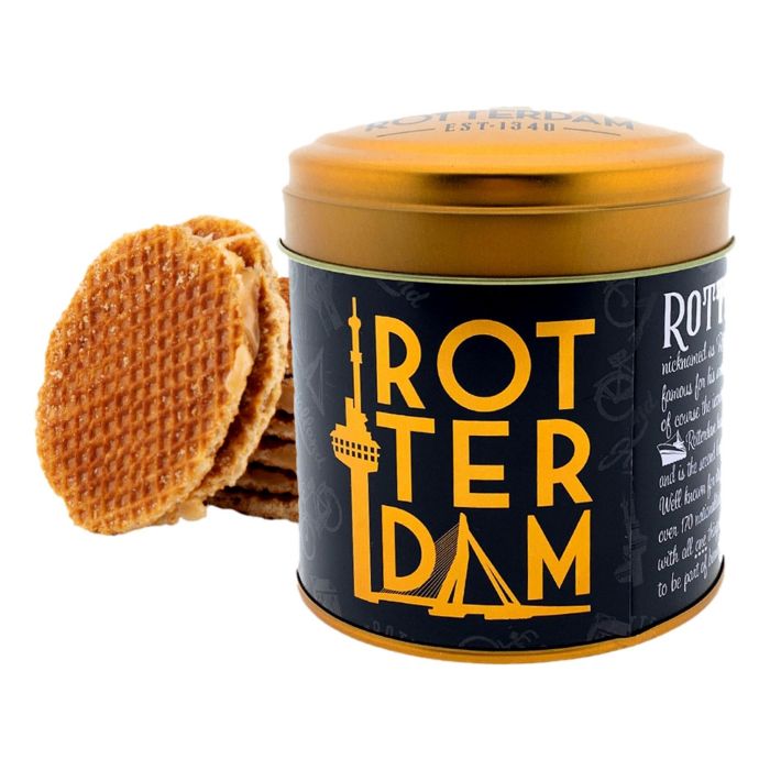 Stroopwafels "Rotterdam - Zwart/Goud"