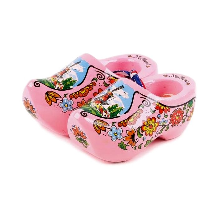 Set houten klompjes 10cm, Roze