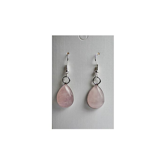 Set Rosequarts drop earrings, 18x14mm