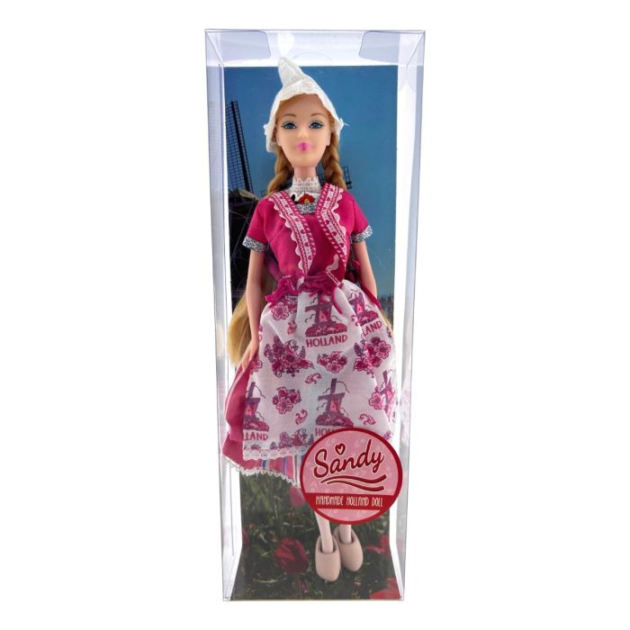 Pop Sandy in Hollandse Klederdracht - Roze , 30cm