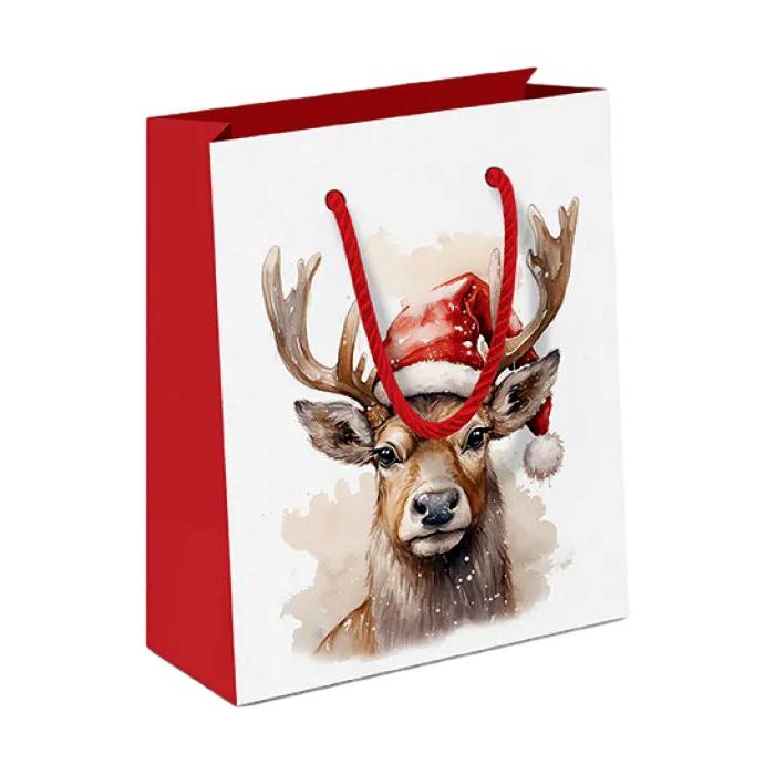 Luxe Cadeautas Rendier Kerstman - Wit