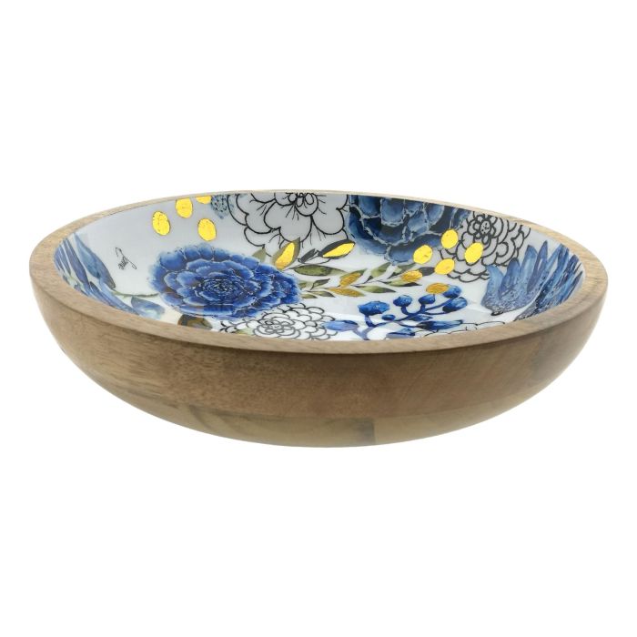 Wooden Fruit Bowl Dutch Blue