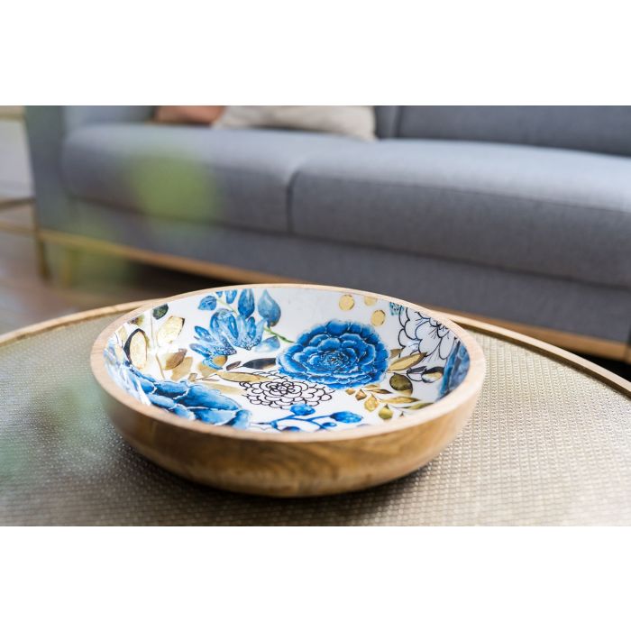 Wooden Fruit Bowl Dutch Blue