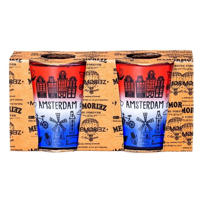 Memoriez Set Amsterdam Shot Glasses Red/White/Blue - 2 pieces