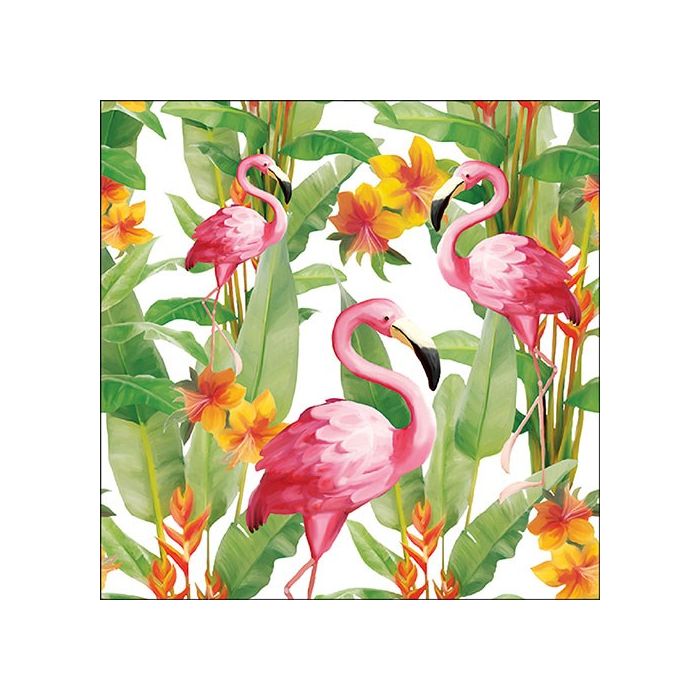 Pakje Servetten "Witte Flamingo's" (20 stuks)