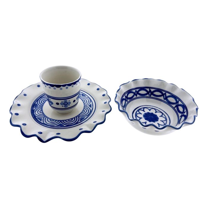 Majolica Breakfast Set – Blue/White – 3-piece