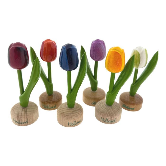 Wooden Tulips on Stand 11cm - Set of 6 "Holland"