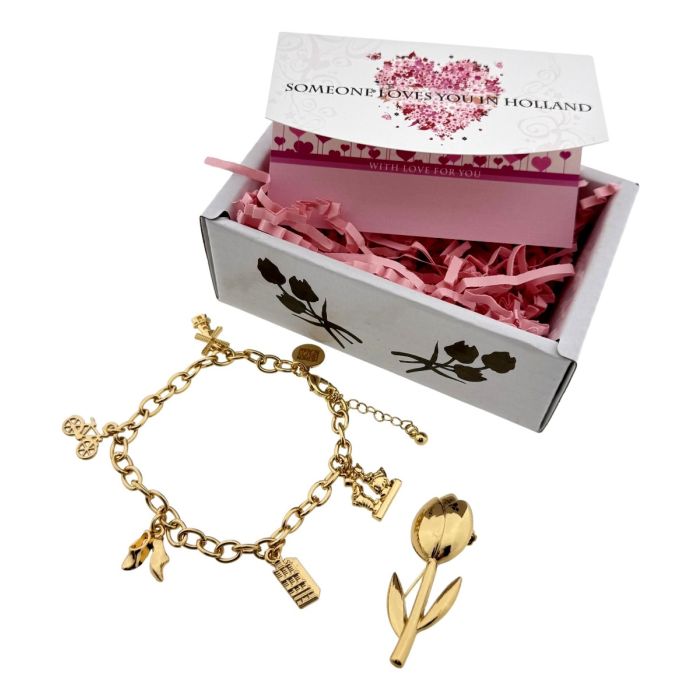 Setje Hollandse iconen armband  +Tulp broche 