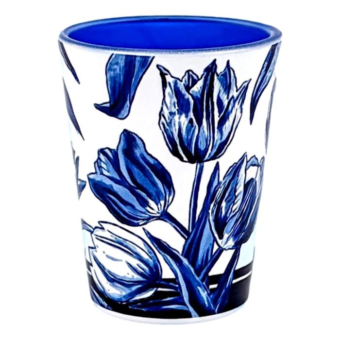 Shotglas Tulpen Delfts Blauw – Souvenir met Bloemen