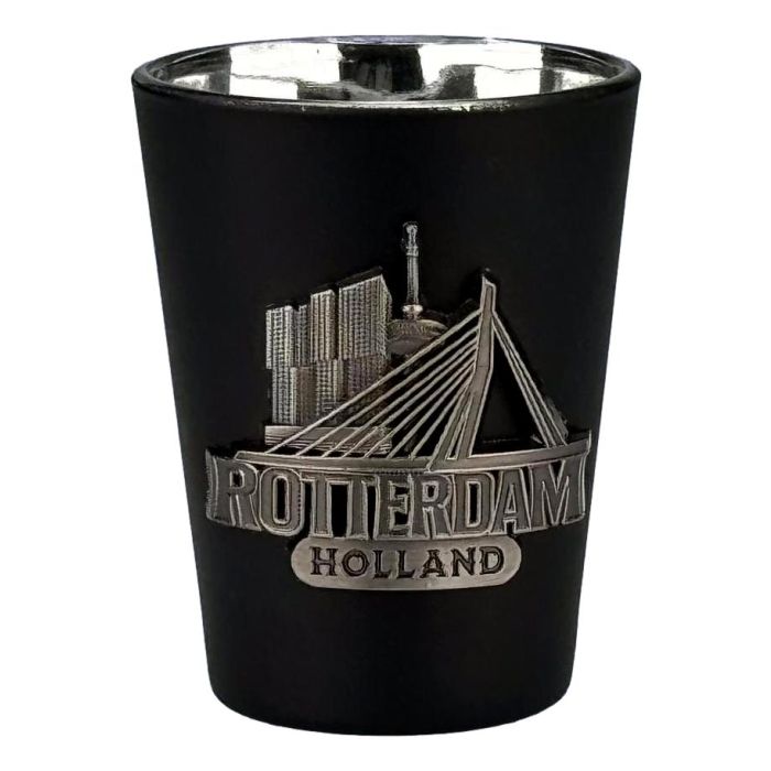 Shotglas Rotterdam Skyline - Zwart Metaallook