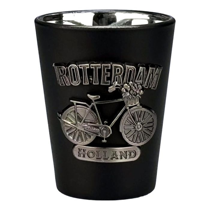 Shot Glass Rotterdam Bicycle  - Black Metal Look