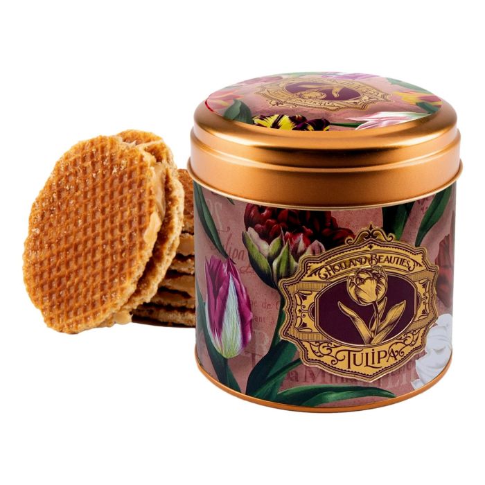 Stroopwafels in Blik "Roze Tulpen"