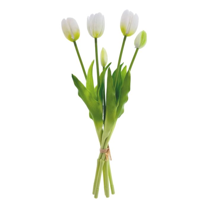 Tulpen Kunstbloem Boeket 5 stuks, 'Wit' 39 cm