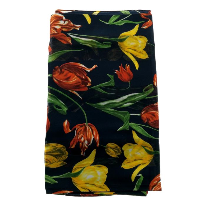 Sjaal Tulp rand Navy, langwerpig