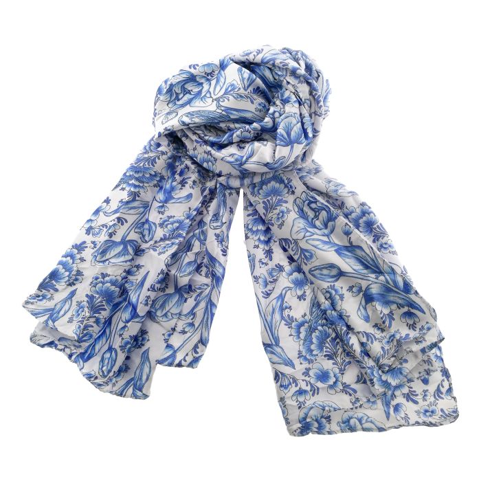 Sjaal "Tulpen Delfts Blauw - Satijn Zacht"