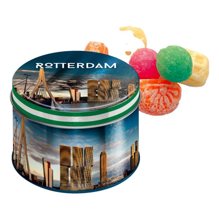 Rotterdam Skyline Candy Tin with Traditional Dutch Sweets