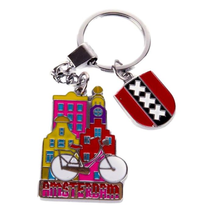 Keychain "Amsterdams Canalhouses with Coat of Arms charms"