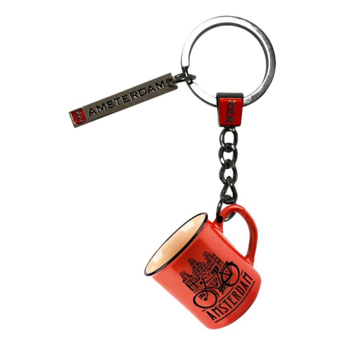 Sleutelhanger Mokje Amsterdam / Rood