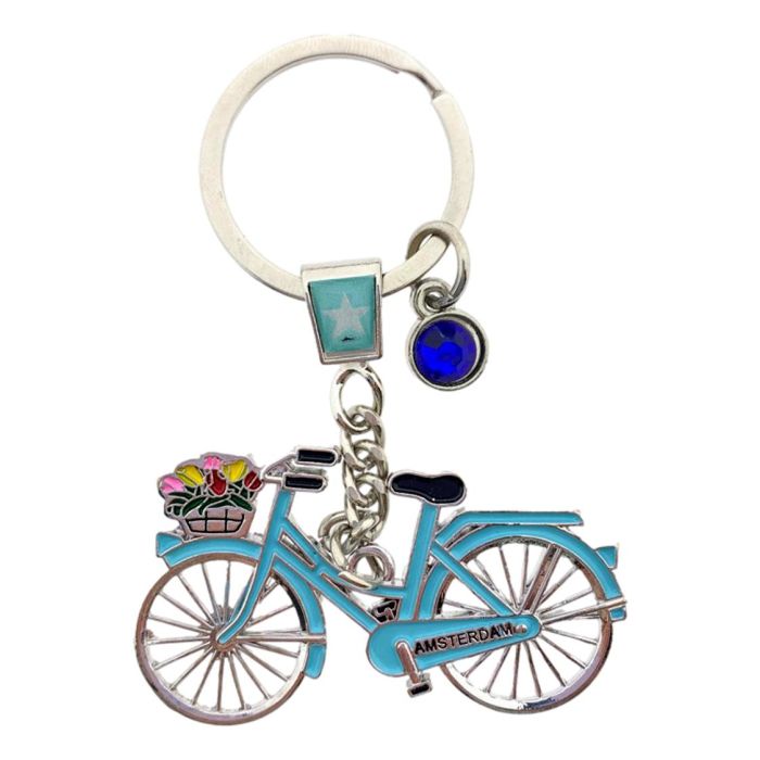 Keyring bicycle with rhinestones Amsterdam - blue