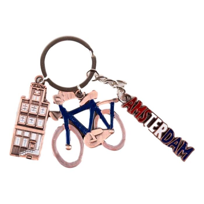 Keychain "Bike, Amsterdam, Blue"