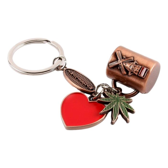 Keychain with charms - Cup Amsterdam - copper-colored