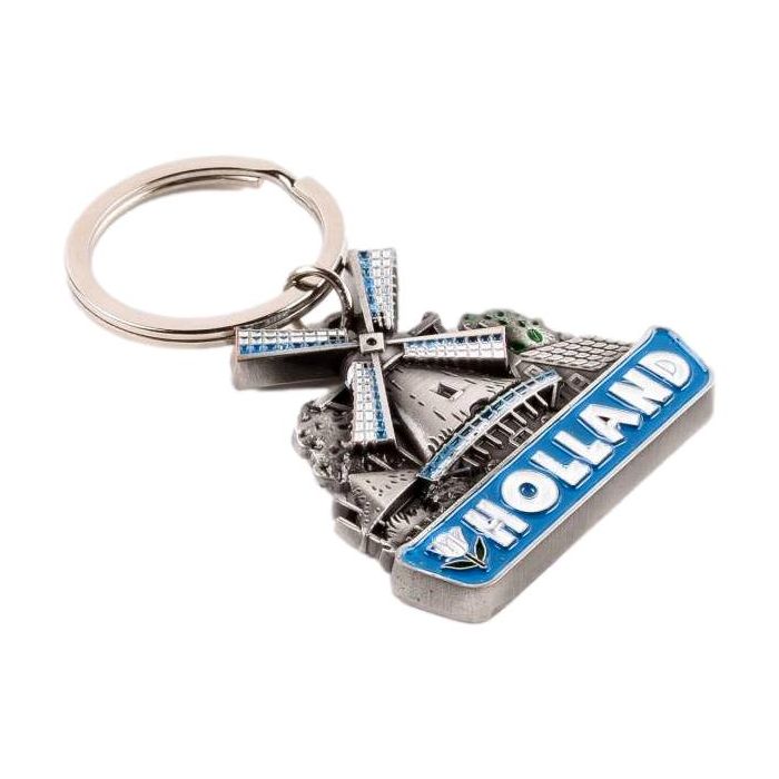 Sleutelhanger Holland Molen Blauw