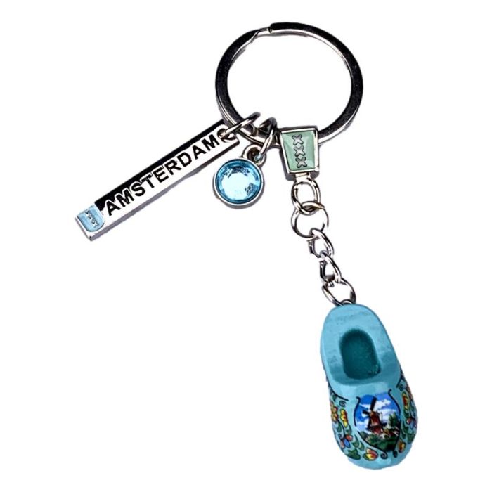 Sleutelhanger Amsterdam met Houten Klomp - Mint Groen