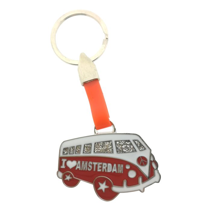 Sleutelhanger "VW Busje Rood - Amsterdam"