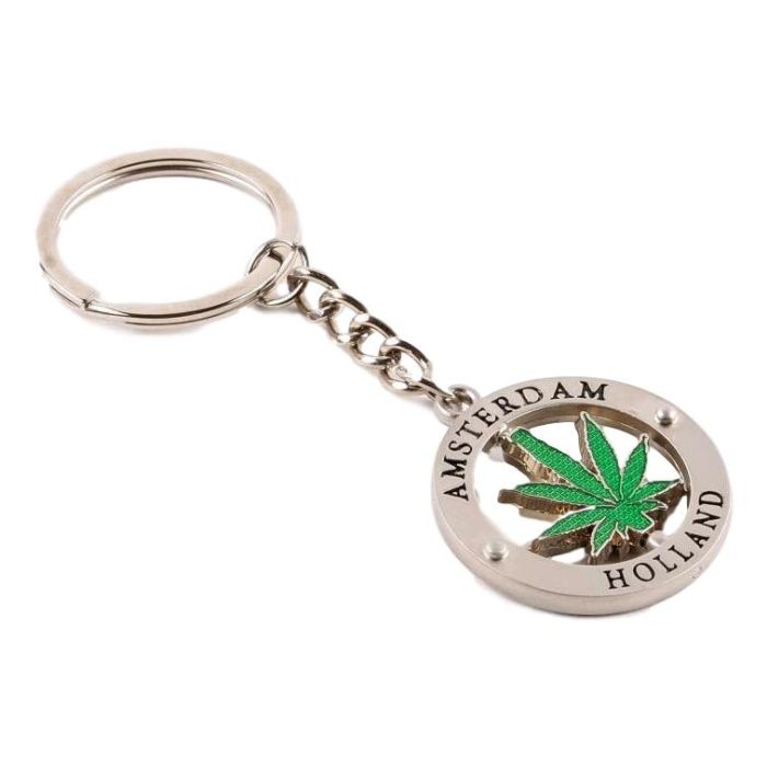 Keychain "Weed Leaf Rotating"
