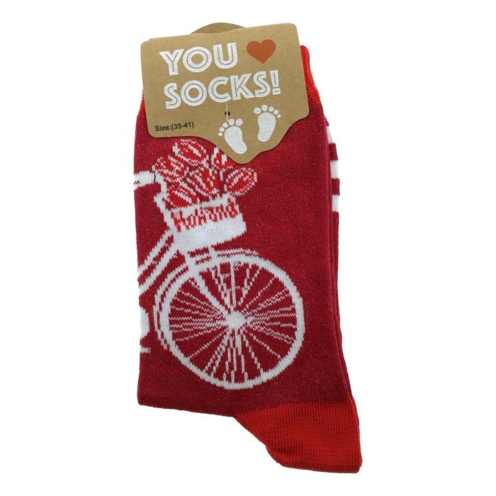 Ladies Socks "Red with Bicycle" 35-41