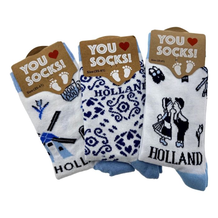 Ladies Socks Set The Three Delft Blue Classics (35-41)