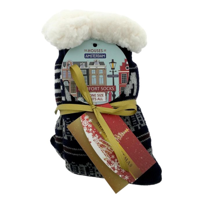 Comfort Sokken "Houses of Amsterdam Blauw"