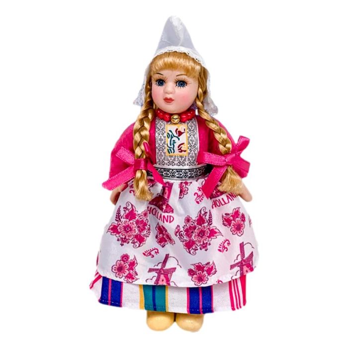 Porcelain Doll - Dutch Costume Pink, 17 cm 
