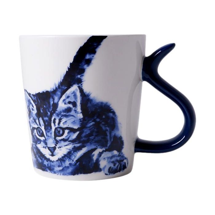 Mug Cat Tail – Playful - Delft Blue