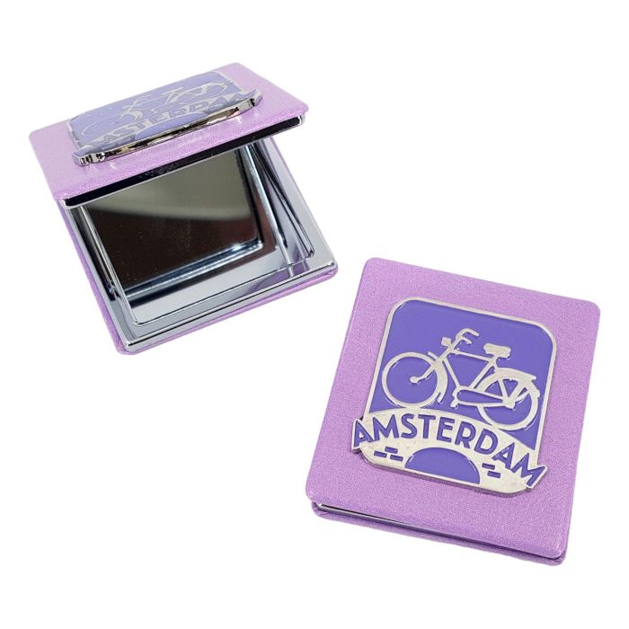 Pocket mirror "Amsterdam Bicycle Purple"