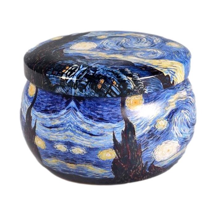 Scented Candle in a Tin - Starry Night (Van Gogh) Sandelhout