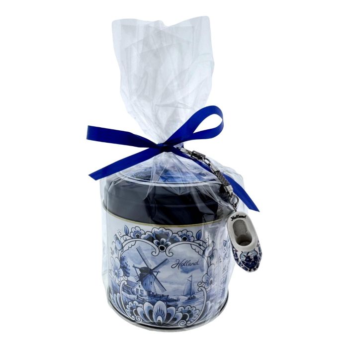 Delfts Blauw Stroopwafel Cadeau met Sleutelhanger