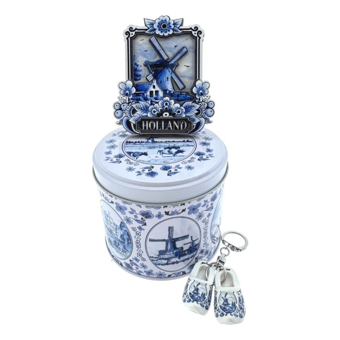 Delfts Blauw Stroopwafels Cadeau "Windmolens"